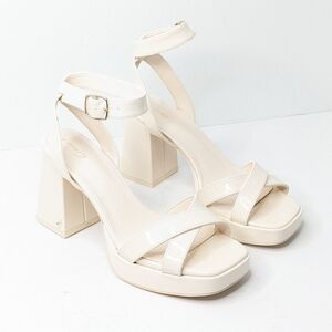 Circus by Sam Edelman Cream Patent Platform Block Heel Sandals